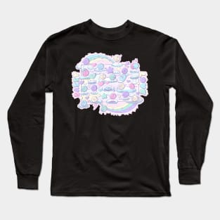 Cute sassy love hearts on clouds in kawaii style Long Sleeve T-Shirt